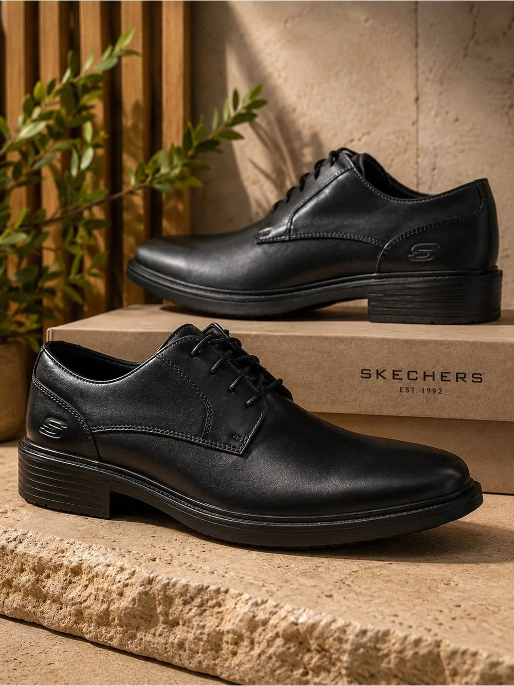 Skechers Miller-Enrico Mens 11 Black Leather Oxford Dress Shoe NEW Air-Cooled